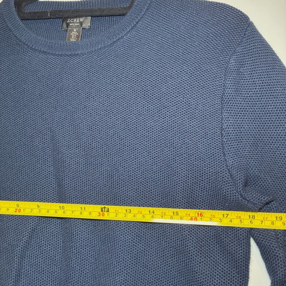 J.Crew Silk Cotton Knit Sweater Mens Medium Navy Lightweight Classic Academia - Picture 6 of 7